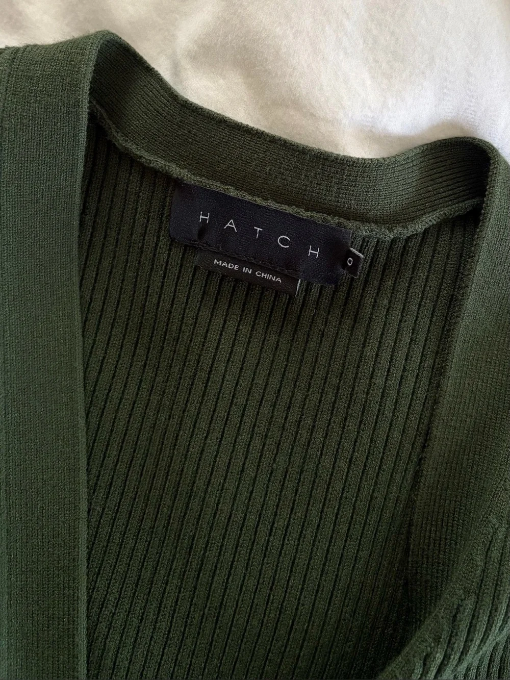 HATCH The Rib Knit Cardigan Olive Green 0 XS